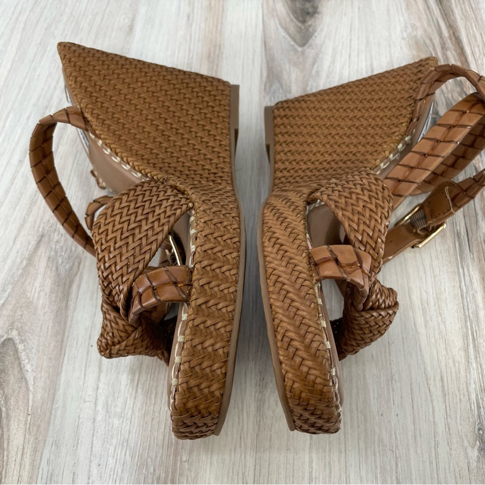 Steve Madden Jylan Woven Wedge Sandals Cognac Brown 11 New - Picture 7 of 11